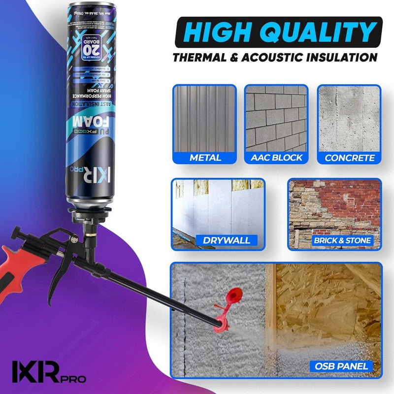 ixirpro Spray Foam Insulation Kit (1 PK Kit-26.46oz) Expanding Sealant, Closed Cell Spray Foam Heat Acoustic Insulation, High Density, Cleaner, Gun - Image 5